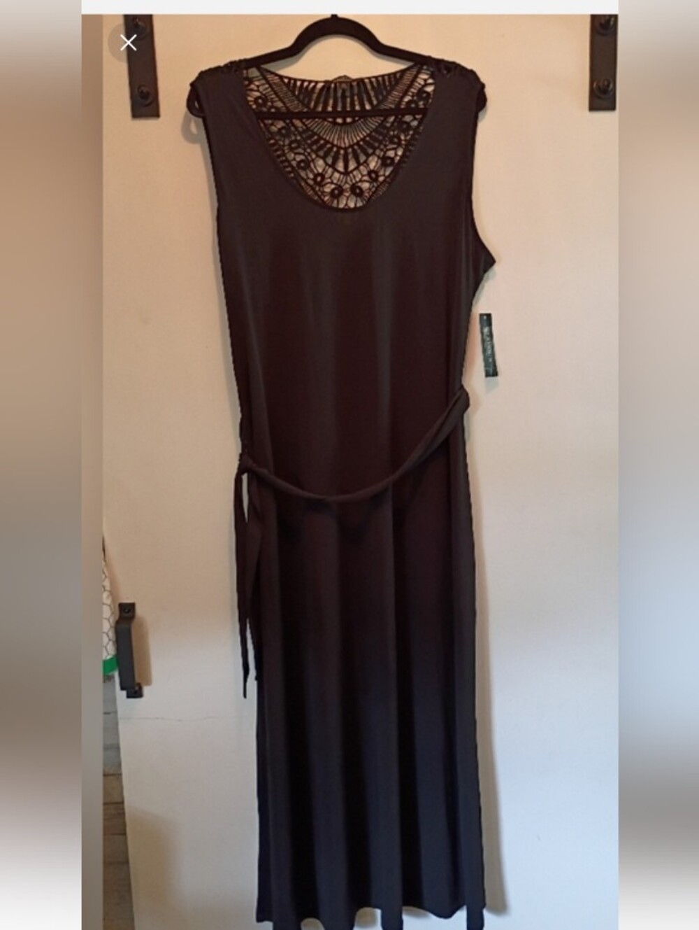 Glamour Black Sleeveless Maxi Dress with Crochet Back Detail